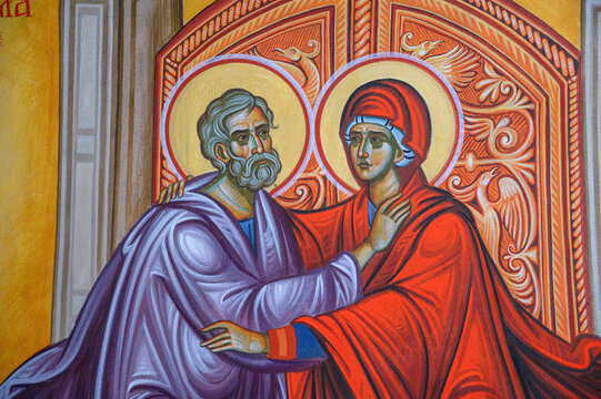 Saints Joachim and Anne, the parents of the Virgin Mary. The Žitomislić Monastery, Bosnia and Herzegovina. 08 Apr 2022.