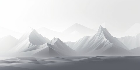 Minimalist light-themed mountain illustration, creating a tranquil and airy atmosphere.