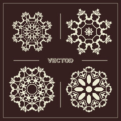 Set 4 of Vector ornamental circle pattern. Mandala. Round pattern can be used for motifs, fabrics, gift wrapping, templates, plate, tile. Vector.	