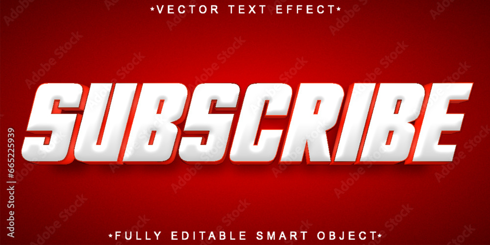 Poster red subscribe vector fully editable smart object text effect