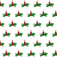 Christmas seamless pattern with christmas trees, candle