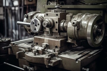 Fototapeta na wymiar close-up view of metal shaping machinery. Generative AI
