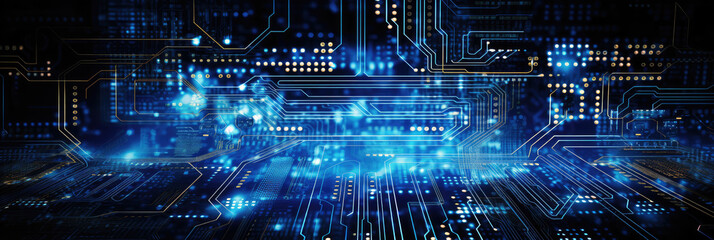 blue circuit board modern technology material