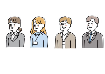 左側を向いているビジネスマンのイラストセット