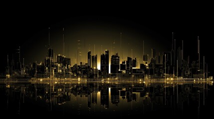 Fototapeta na wymiar Golden city silhouette background material