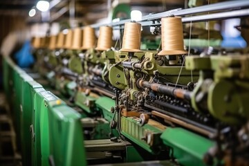 Fototapeta na wymiar Textile machines at work in a factory