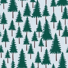 Obraz premium Cartoon Pine Trees. Seamless Tree Pattern For Textile, Fabric, And Design
