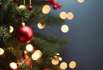 Fototapeta na wymiar AI generated illustration of a Christmas tree ball against bokeh lights
