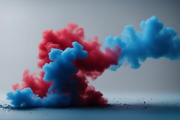 AI generated illustration of red and blue smoke