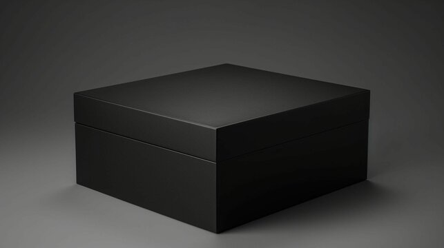 Black box sitting on a plain grey background, AI-generated.