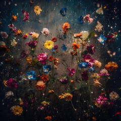 Fototapeta na wymiar background with splashes and flowers
