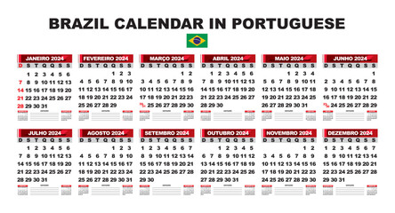 BRAZIL CALENDAR IN PORTUGUESE