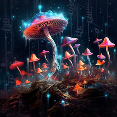 mushrooms colorful psychedelic