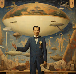 man with antique background