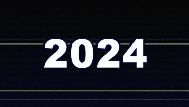 2024 Glitch New Year Text Animation, Looped, Background
