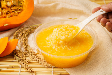 Special Chinese breakfast pumpkin porridge