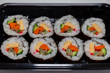 Traditional Japanese colorful vegetable sushi