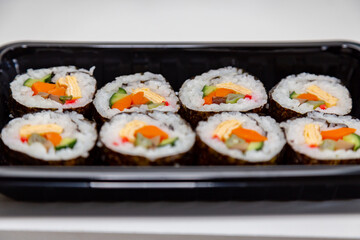Traditional Japanese colorful vegetable sushi