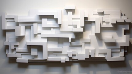 Exhibit a 3D wall piece that uses negative space to create striking contrasts.
