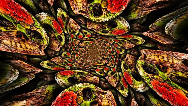 Mexican Day of the Dead Skulls Tunnel Animation, Background, Loop
