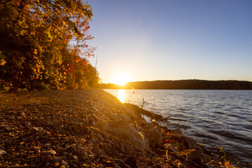 Fall sunset by the lake.
