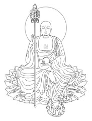 Fototapeta na wymiar Bodhisattva King Ksitigarbha of the Great Vow (Earth Store Bodhisattva)