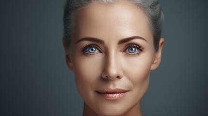 Fototapeta premium smooth and healthy skin senior woman face for cosmetics skincare advertisement commercial. 