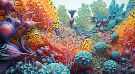 Obraz na płótnie Canvas bright and colorful microcosm of microbes, fungi, bacteria