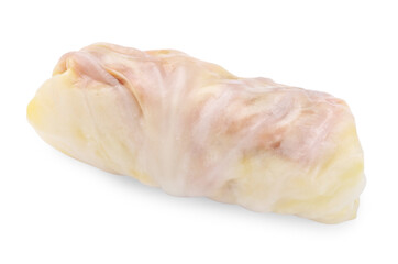 Uncooked stuffed cabbage roll isolated on white