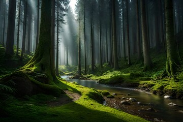 Obraz premium stream in the forest