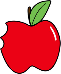 red apple with leaf