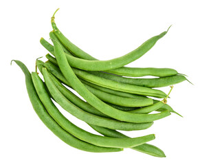 Serving of raw green beans isolated, healthy organic nutritious green vegetable
