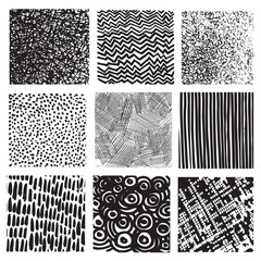 Vector set of hand drawn squares. Sketch, set of textures. Elements for your design