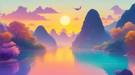 sunset in the mountains