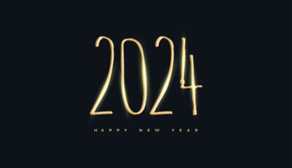 Lettering design number 2024. With luxurious and shiny gold color. Design for 2024 new year's eve celebration.