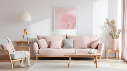 Select a loveseat sofa that embodies a cute and cozy vibe. Choose a light color like soft gray or beige to maintain the Scandinavian aesthetic. You might also consider a sofa with simple, curved lines