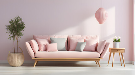 Select a loveseat sofa that embodies a cute and cozy vibe. Choose a light color like soft gray or beige to maintain the Scandinavian aesthetic. You might also consider a sofa with simple, curved lines