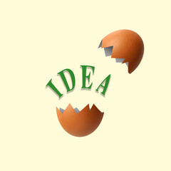 idea inside the broken egg. The concept of business. - 665261585