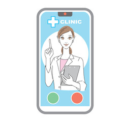 オンライン診察の女性医師画面