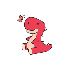 Cute dinosaur isolated on white background. Vector illustration in cartoon style.