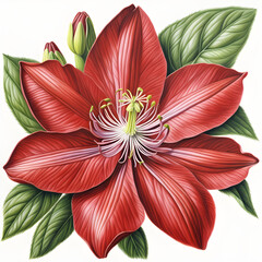 Colorful Clematis: A Floral Masterpiece in Colored Pencils.(Generative AI)
