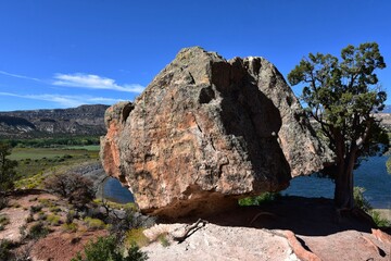 Large boulder near a lake