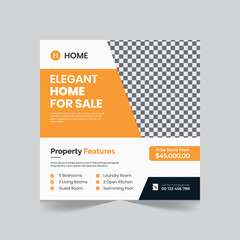 Real Estate social media post design for square web banner design template.