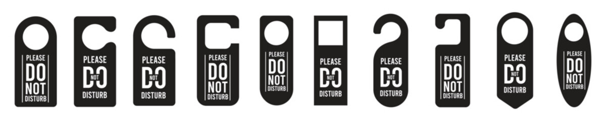 huge set of Do not disturb signs. Door hanger