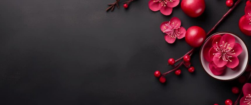 Anamorphic video Happy Chinese new year Concept for holiday, Chinese Celebration animation Traditional Chinese year red background Chinese Festival