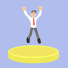 happy office workers with rising income