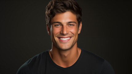 Obraz premium Young Handsome Man With Beautiful Clean White Teeth, Good for Dental Advertisement