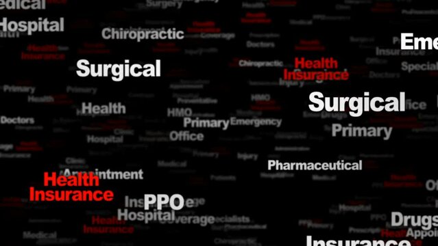 HEALTH INSURANCE Keywords Animation, Background, Loop, 4k
