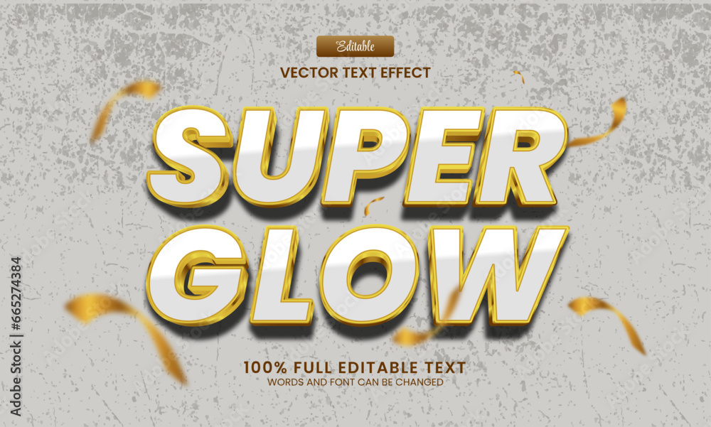 Canvas Prints design editable text effect, super glow 3d gold text vector illustration