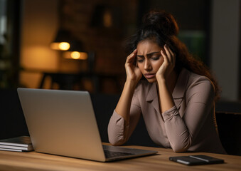 unhappy Indian female employee upset